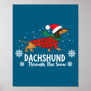 Poster Dachshund de Noël à travers la neige Chien de Vien