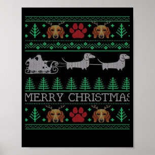 Poster Dachshund de Noël chien viennois Dachshund sale Sw
