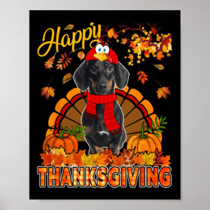 Poster Dachshund de Thanksgiving Portant un costume de Tu
