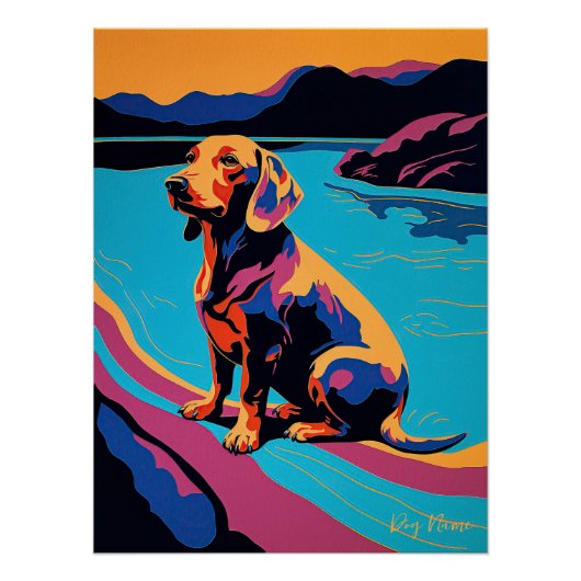 Poster Dachshund Dog 004 - Bruno Pokopen (Devant)