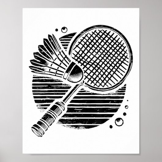 Poster Dachshund Dog Badminton Player Shuttle (Devant)