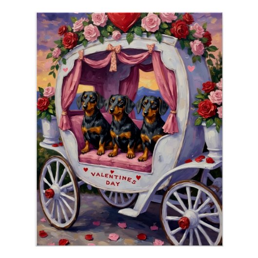 Poster Dachshund Dog Valentine's Day (Devant)