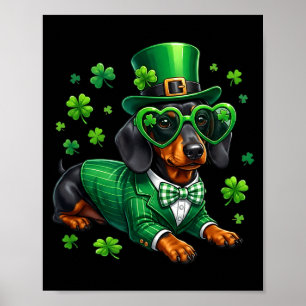 Poster Dachshund drôle trèfle jour de la Saint-Patrick ch