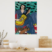 Poster Dachshund et Guitare (Cuisine)