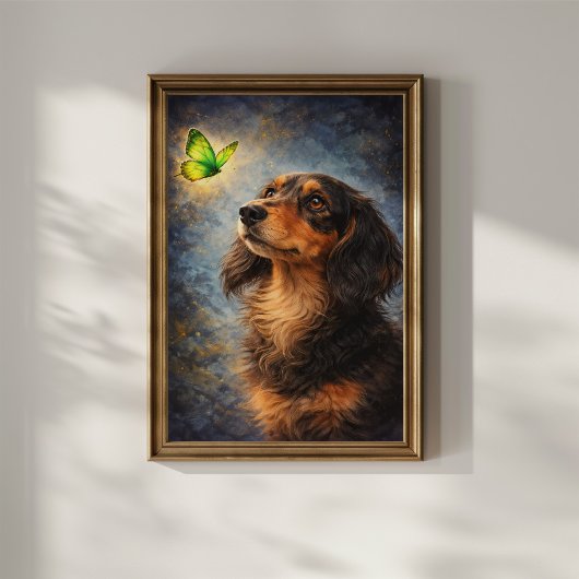 Poster Dachshund et Papillon