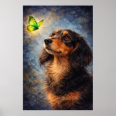 Poster Dachshund et Papillon (Devant)