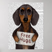 Poster Dachshund Free Hugs (Devant)