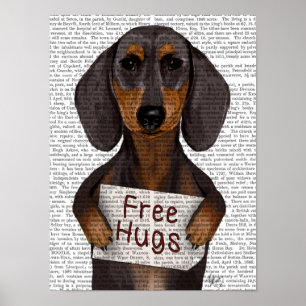 Poster Dachshund Free Hugs