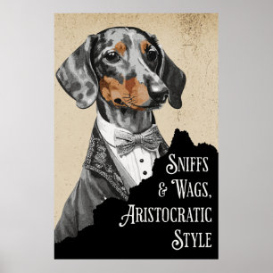 Poster Dachshund Gentleman de l'époque victorienne