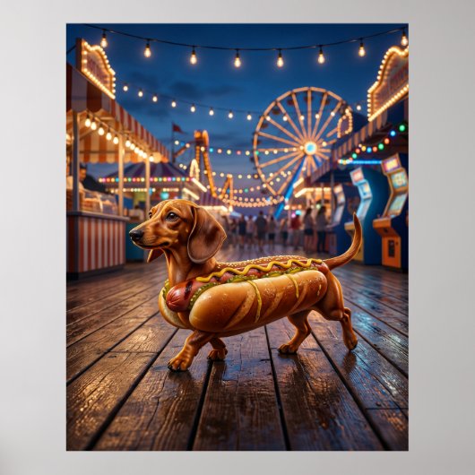 Poster Dachshund Hot Dog (Devant)