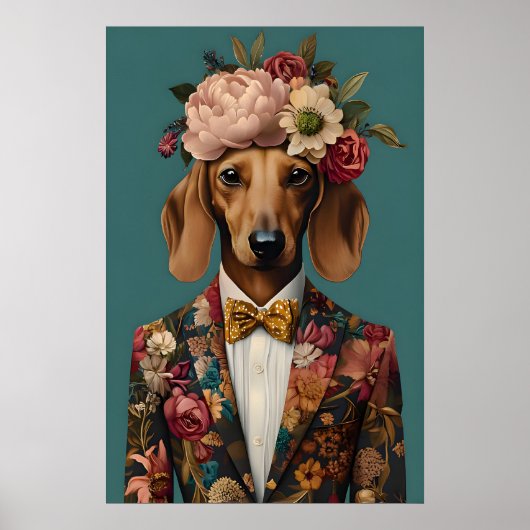 Poster Dachshund In Suit Poster, Dachshund Portrait (Devant)