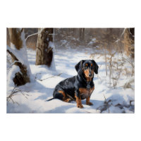 Dachshund Laissez tomber la neige Noël