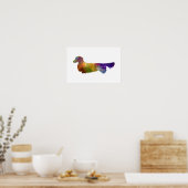 Poster Dachshund Long Haired in watercolor-2 (Cuisine)