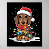 Poster Dachshund lumières de Noël Santa Hat Amoureux des (Devant)