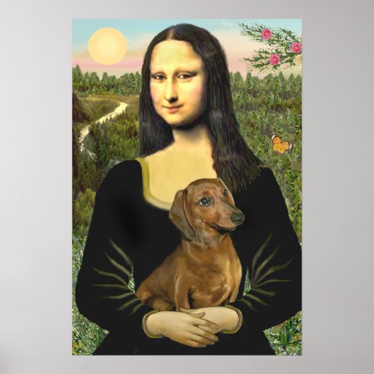 Poster Dachshund (marron1) - Mona Lisa (Devant)