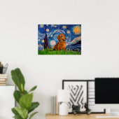 Poster Dachshund (Marron1) - Nuit étoilée (Bureau à domicile)