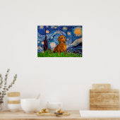 Poster Dachshund (Marron1) - Nuit étoilée (Cuisine)