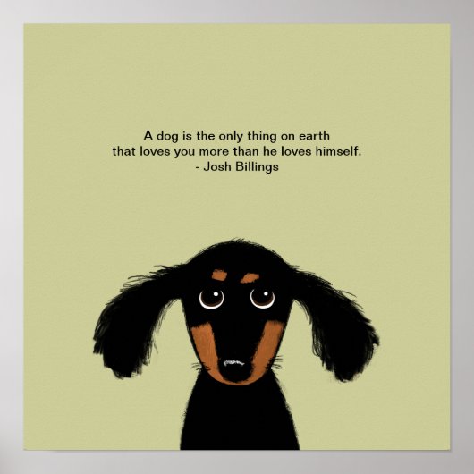 Poster Dachshund mignon avec citation de Josh Billings (Devant)