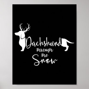 Poster Dachshund Neige Mignon Wiener Weiner Propriétaire