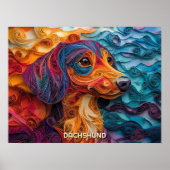 Poster Dachshund Quitter Art Portrait Chien (Devant)