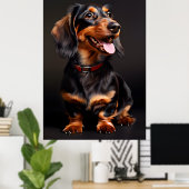 Poster Dachshund Realism Portrait vertical (Bureau à domicile)