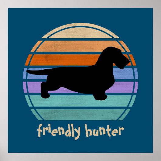 Poster Dachshund Rough Hair - Silhouette 1 (Devant)
