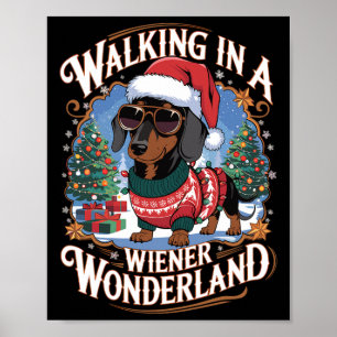 Poster Dachshund Santa Hat Costume de Noël Amoureux des c
