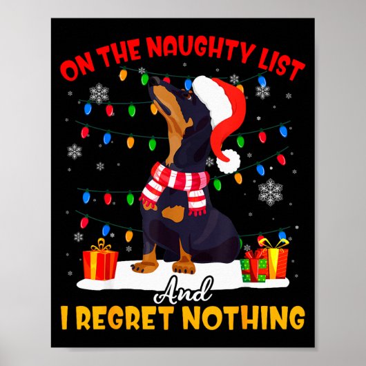 Poster Dachshund Santa On The Naughty List Dachshund Chri (Devant)