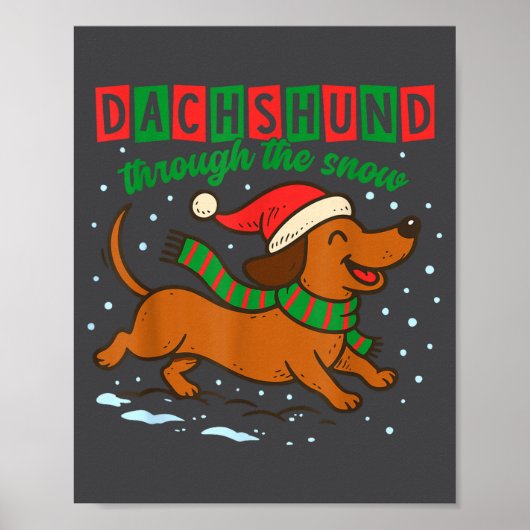 Poster Dachshund Through The Snow Funny Christmas Wiener  (Devant)