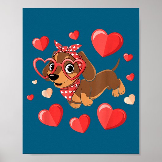 Poster Dachshund Valentines Day Wiener Dog Lover Weenie H (Devant)