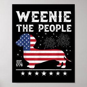 Poster Dachshund Weenie Les Gens Drôle Drapeau Américain