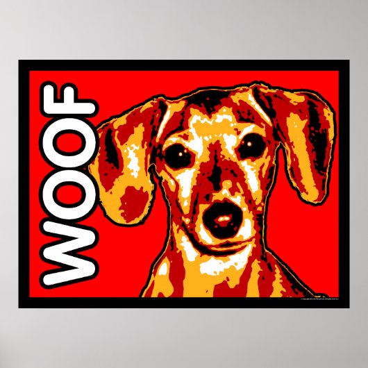 Poster Dachshund WOOF (Devant)