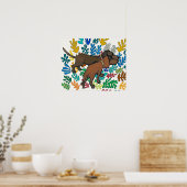 Poster Dachshunds et Feuilles Abstraits (Cuisine)