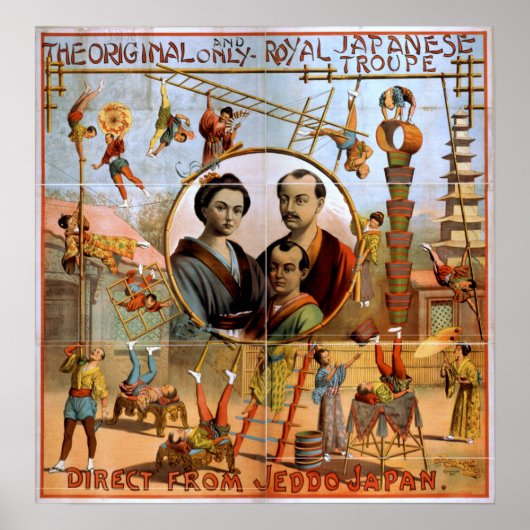 Poster d'acrobates japonais Aerialists VAUDEVILLE (Devant)