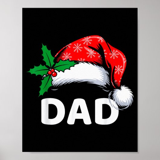 Poster Dad Christmas Family Pajamas Matching Santa Hat Ou (Devant)