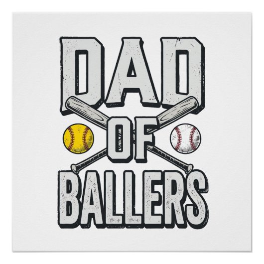 Poster Dad of Ballers Softball and Baseball Vintage Shirt (Devant)