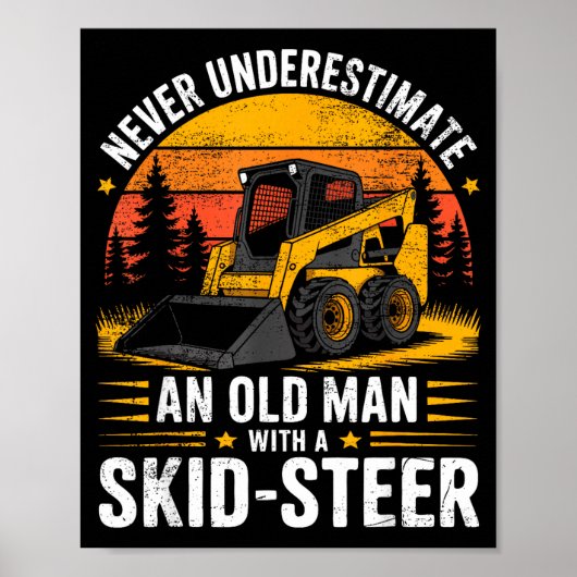 Poster Dad Skid Steer Operator Father Construction Heavy  (Devant)