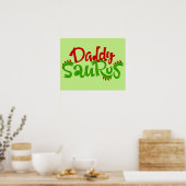 Poster Daddy Saurus Dinosaur Lettres (Cuisine)