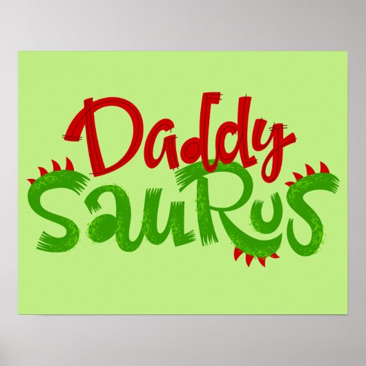 Poster Daddy Saurus Dinosaur Lettres (Devant)