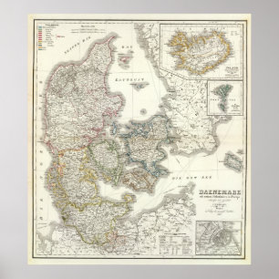 Poster Daenemark, île - Danemark, Islande