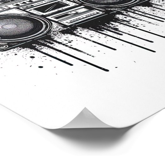 Poster d'affiche Black Boombox Art mur (Coin)