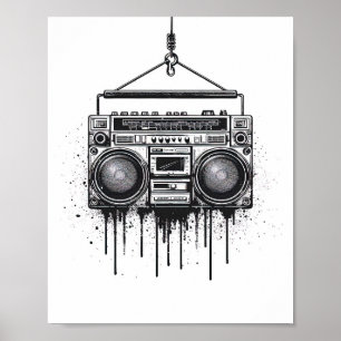 Poster d'affiche Black Boombox Art mur