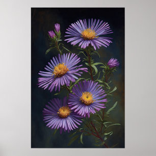 Poster d'affiche d'art à fleurs violet