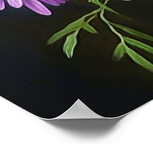 Poster d'affiche d'art à fleurs violet (Coin)
