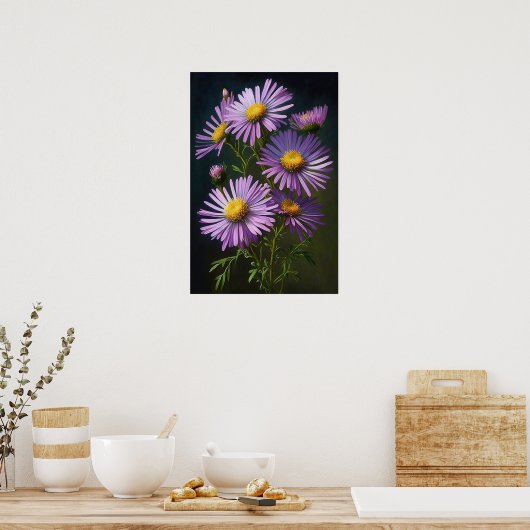 Poster d'affiche d'art à fleurs violet (Cuisine)
