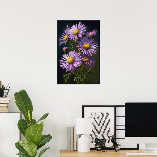 Poster d'affiche d'art à fleurs violet (Bureau à domicile)