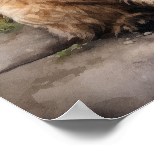 Poster d'affiche d'art de chien roux à revêtement  (Coin)