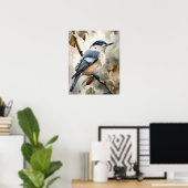 Poster d'affiche d'art d'Oiseau Nuthatch à poitrin (Bureau à domicile)