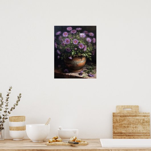 Poster d'affiche d'art en fleurs mauve (Cuisine)