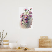 Poster d'affiche d'art rose Aster (Cuisine)